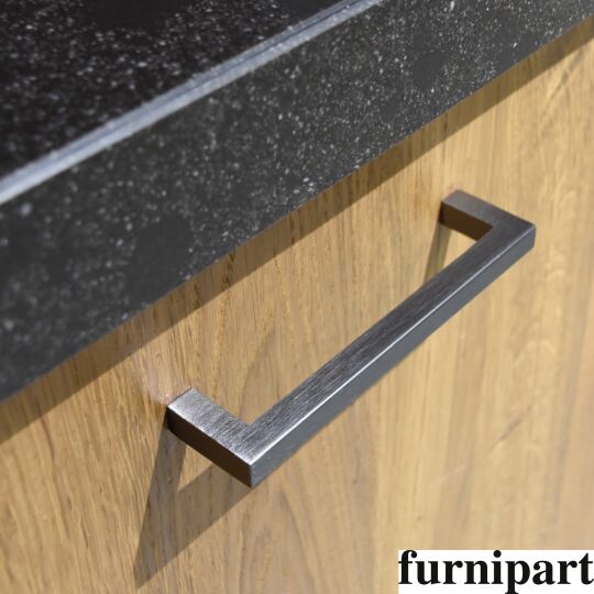 Greep square 10x128x138mm aluminium antraciet geborsteld