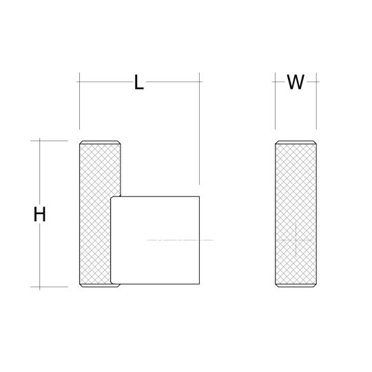 Haak Graf mat zwart geborsteld Ø-14mm H-50mm