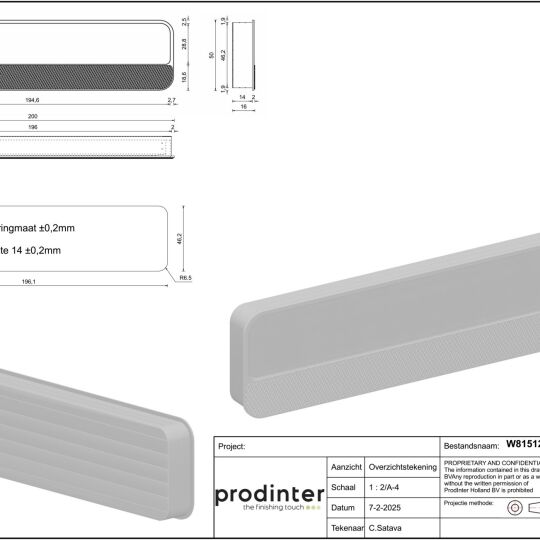 Infreesgreep Kuma 50x200mm Mat zwart