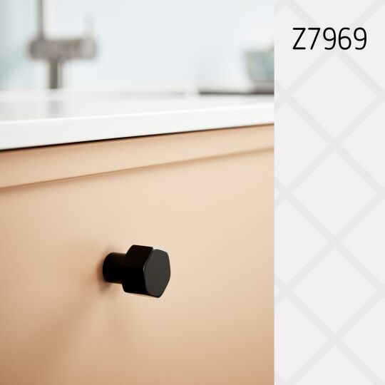 Knop Hexa B-24mm H-28mm Mat zwart