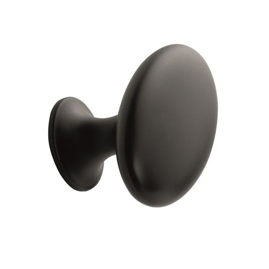Oval knop 60x35x35mm mat zwart