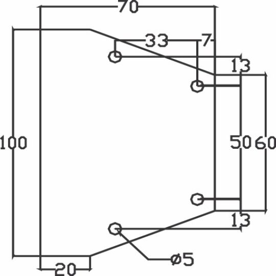 Platte poot 100x20mm  RVS geborsteld