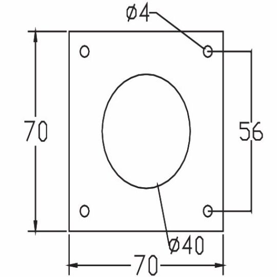 Ronde poot met ril Ø 40mm H-190mm alu m. plaat verstelbaar