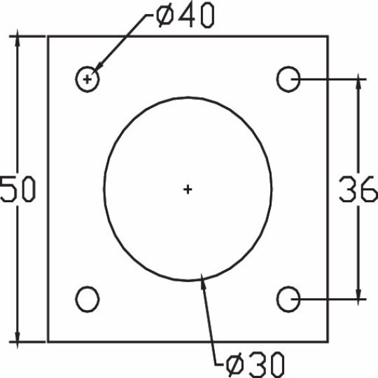 Ronde poot Ø 35 met plaat aluminium verstelbaar