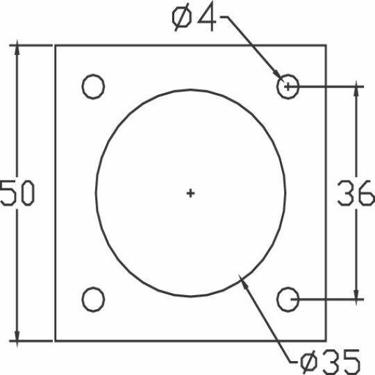 Ronde stelpoot Ø 35mm alu met plaat verstelbaar