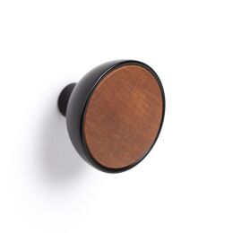 Combi knop Ø-45mm H-31mm Walnoot / Mat zwart