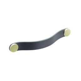 Leren greep  rond II 22x160x182mm zwart /  mat messing