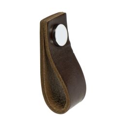 Leren Lus greep 65x25x25mm bruin / gl.chroom