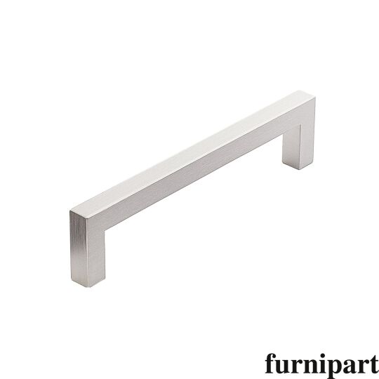 Greep square 10x128x138mm aluminium mat RVS look geborsteld