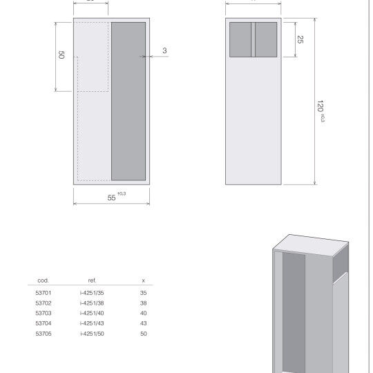 I-4251 Schuifdeurgreep H-120mm B-55mm D-38mm RVS