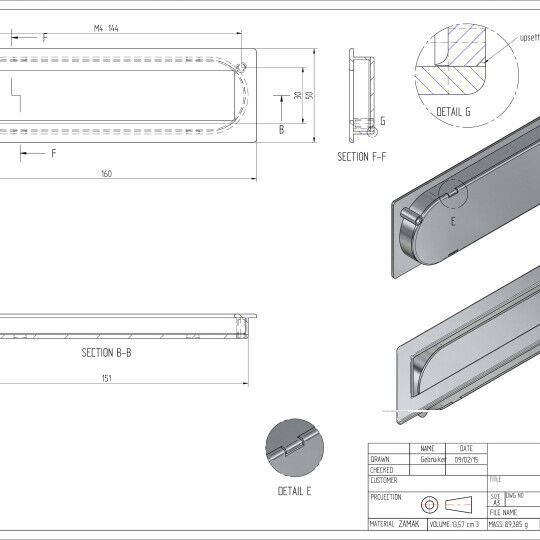 	Infreesgreep 160mm halfglans grafiet
