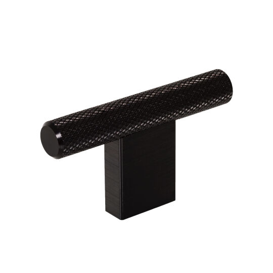 Knop ribbel Ø10mm 60mm H-33mm alu. Zwart