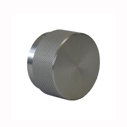 Knop rond ribbel H-30mm RVS look  leverbaar in 2 maten