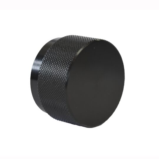 Knop rond ribbel Ø38mm   Ø50mm   en  H-30mm Mat zwart geborsteld