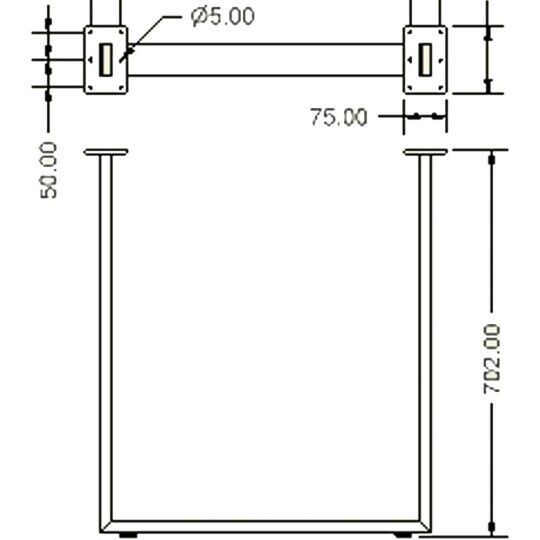 Tafelonderstel 600x700mm RVS geborsteld
