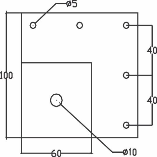 Vierkante poot 60x60mm H-150mm alu met plaat verstelbaar